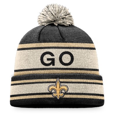 Шапка с помпоном New Orleans Saints Fanatics Black Heritage Cuffed Knit