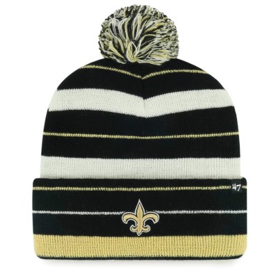 Шапка с помпоном New Orleans Saints 47 Black Powerline Cuffed Knit