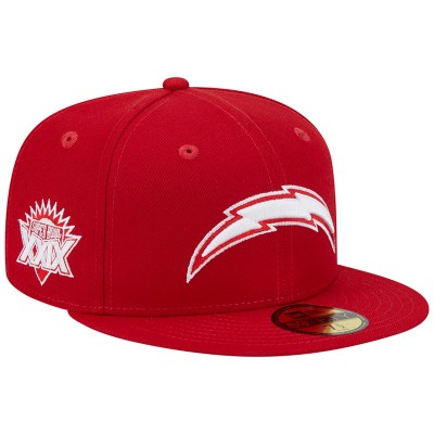 Бейсболка Los Angeles Chargers New Era Scarlet Super Bowl XXIX Main Patch 59FIFTY