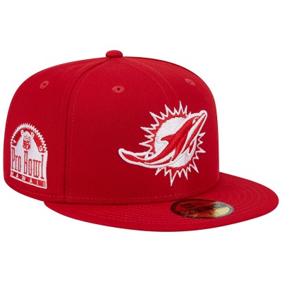Бейсболка Miami Dolphins New Era Scarlet 1993 Hawaii Pro Bowl Main Patch 59FIFTY Fitted