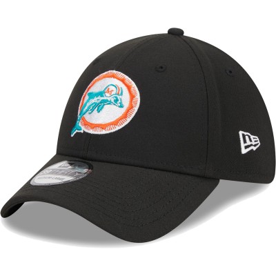 Бейсболка Miami Dolphins New Era Black Throwback Main 39THIRTY