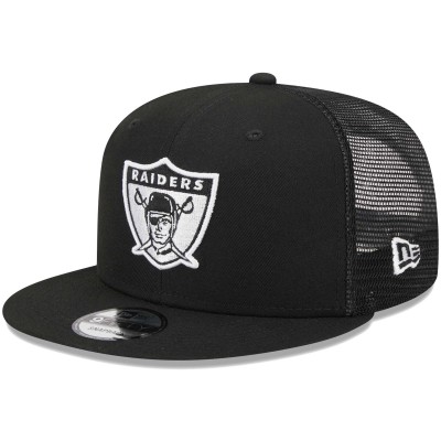 Бейсболка Las Vegas Raiders New Era Black Throwback Main Trucker 9FIFTY Snapback