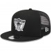 Бейсболка Las Vegas Raiders New Era Black Throwback Main Trucker 9FIFTY Snapback