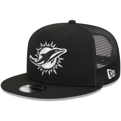 Бейсболка Miami Dolphins New Era Black Main Trucker 9FIFTY Snapback