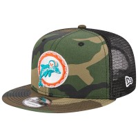 Бейсболка Miami Dolphins New Era Camo Throwback Main Trucker 9FIFTY Snapback