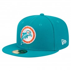 Бейсболка Miami Dolphins New Era Aqua Throwback Main 59FIFTY Fitted