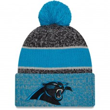 Шапка с помпоном Carolina Panthers New Era 2023 Sideline Sport Cuffed - Black/Blue