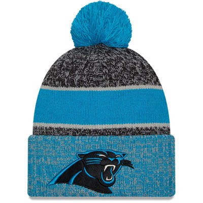 Шапка с помпоном Carolina Panthers New Era 2023 Sideline Sport Cuffed - Black/Blue
