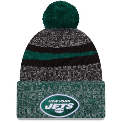 Шапка с помпоном New York Jets New Era 2023 Sideline Sport Cuffed Knit - Black/Green