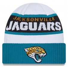 Jacksonville Jaguars New Era 2023 Sideline Tech Cuffed Knit Hat - White/Teal