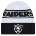 Las Vegas Raiders New Era White/Black 2023 Sideline Tech Cuffed Knit Hat