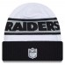 Las Vegas Raiders New Era White/Black 2023 Sideline Tech Cuffed Knit Hat