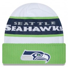 Вязанная шапка Seattle Seahawks New Era 2023 Sideline Tech - White/Neon Green