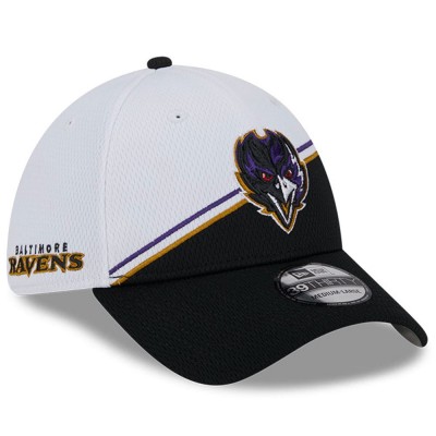 Бейсболка Baltimore Ravens New Era 2023 Sideline 39THIRTY - White/Black