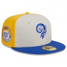 Бейсболка Los Angeles Rams New Era 2023 Sideline Historic 59FIFTY - Cream/Royal
