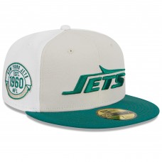 Бейсболка New York Jets New Era 2023 Sideline Historic 59FIFTY - Cream/Kelly Green