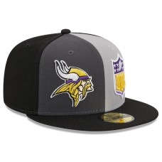 Бейсболка Minnesota Vikings New Era 2023 Sideline 59FIFTY - Gray/Black