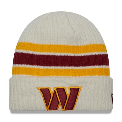 Шапка Washington Commanders New Era Team Stripe Cuffed Knit - Cream
