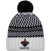 Женская шапка New Orleans Saints New Era 2023 NFL Crucial Catch Cuffed Pom - Black/White