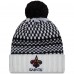 Женская New Orleans Saints New Era Black/White 2023 NFL Crucial Catch Cuffed Pom Knit Hat Женская New Orleans Saints New Era Black/White 2023 NFL Crucial Catch Cuffed Pom Knit Hat