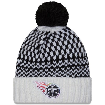 Женская Tennessee Titans New Era Black/White 2023 NFL Crucial Catch Cuffed Pom Knit Hat