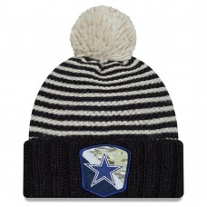 Женская Dallas Cowboys New Era Black 2023 Salute To Service Cuffed Pom Knit Hat