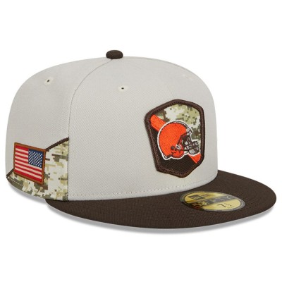 Бейсболка Cleveland Browns New Era 2023 Salute To Service 59FIFTY - Stone/Brown
