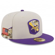 Бейсболка Minnesota Vikings New Era 2023 Salute To Service 59FIFTY - Stone/Purple