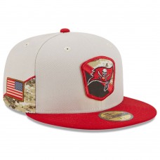Бейсболка Tampa Bay Buccaneers New Era 2023 Salute To Service 59FIFTY - Stone/Scarlet