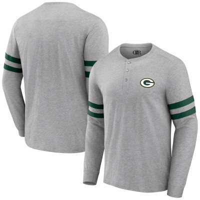 Футболка с длинным рукавом Green Bay Packers NFL x Darius Rucker Collection by Fanatics Henley - Heather Gray