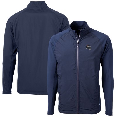 Denver Broncos Cutter & Buck Navy Helmet Adapt Eco Knit Hybrid Recycled Full-Zip Jacket