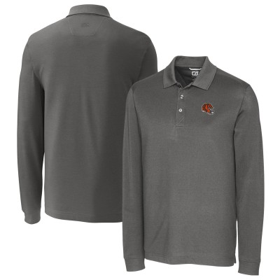Поло с длинном рукавом Cincinnati Bengals Cutter & Buck Helmet Advantage Tri-Blend Pique - Gray