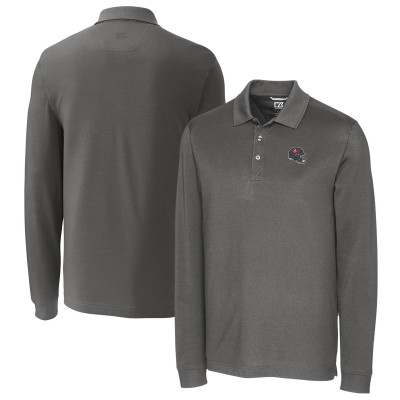 Поло Tampa Bay Buccaneers Cutter & Buck Helmet Advantage Tri-Blend Pique Long Sleeve - Gray
