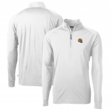Green Bay Packers Cutter & Buck White Helmet Adapt Eco Knit Stretch Recycled Quarter-Zip Pullover Top