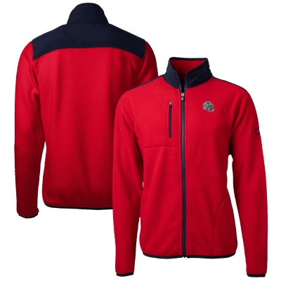 New England Patriots Cutter & Buck Red Helmet Cascade Eco Sherpa Fleece Full-Zip Jacket