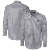 Рубашка с коротким рукавом Pittsburgh Steelers Cutter & Buck Charcoal Helmet Easy Care Stretch Gingham Long Sleeve