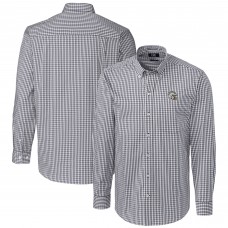 Los Angeles Chargers Cutter & Buck Helmet Easy Care Stretch Gingham Long Sleeve Button-Down Shirt - Charcoal