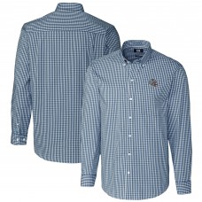 New England Patriots Cutter & Buck Helmet Easy Care Stretch Gingham Long Sleeve Button-Down Shirt - Navy