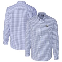 Indianapolis Colts Cutter & Buck Royal Helmet Easy Care Stretch Gingham Long Sleeve Button-Down Shirt