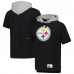Pittsburgh Steelers Mitchell & Ness Black Postgame Short Sleeve Hoodie
