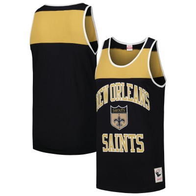 Майка New Orleans Saints Mitchell & Ness Black/Gold Gridiron Classics Heritage Colorblock