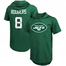 Футболка с капюшоном Aaron Rodgers New York Jets Majestic Threads Player Name & Number Tri-Blend Slim Fit - Green
