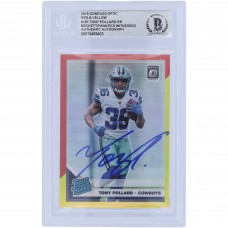 Tony Pollard Dallas Cowboys Autographed 2019 Panini Donruss Optic Red & Yellow Rated Rookie #187 Beckett Fanatics Witnessed Authenticated Rookie Card