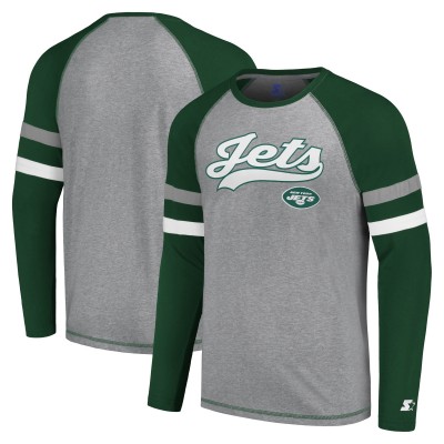 Футболка с длинным рукавом New York Jets Starter Kickoff Raglan - Gray/Green