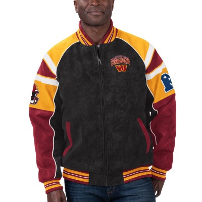 Куртка Washington Commanders G-III Sports by Carl Banks Faux Suede Raglan Full-Zip Varsity - Black