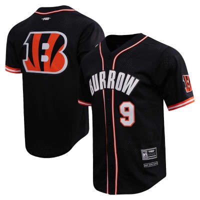 Рубашка с коротким рукавом Joe Burrow Cincinnati Bengals Pro Standard Mesh Baseball - Black