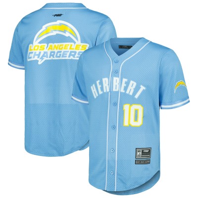 Рубашка с коротким рукавом Justin Herbert Los Angeles Chargers Pro Standard Mesh Baseball - Powder Blue