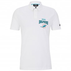 Miami Dolphins BOSS X NFL White/Aqua Punter Polo