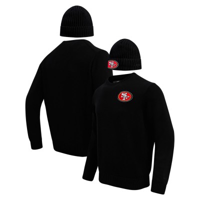 Свитер и шапка San Francisco 49ers Pro Standard Crewneck Box Gift - Black