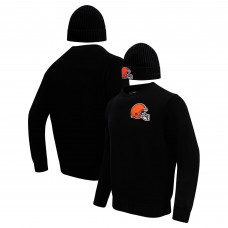 Свитер и шапка Cleveland Browns Pro Standard Crewneck Box Gift - Black